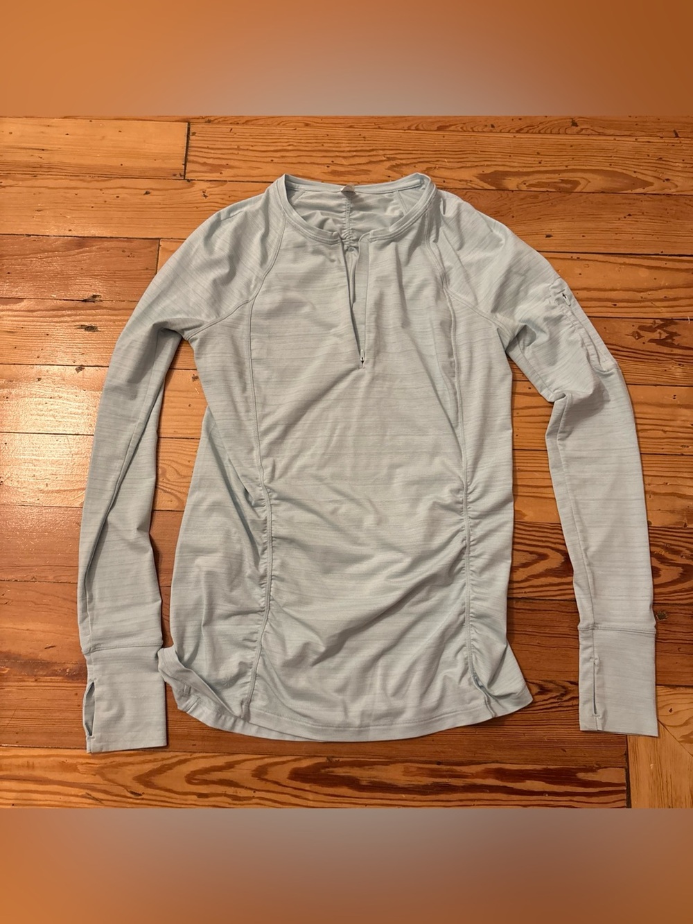 ATHLETA Pacifica Contoured Top 405069 Long Sleeve Run Swim Surf UPF 50 Blue S